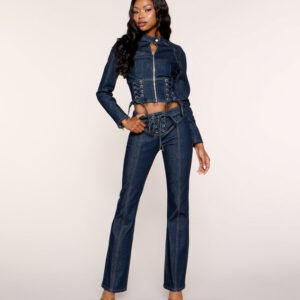 Laced In Lace Up Flare Denim Jeans