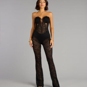Windsor Laced in Luxe Strapless Lace Jumpsuit Laced in Luxe Strapless Lace Jumpsuit