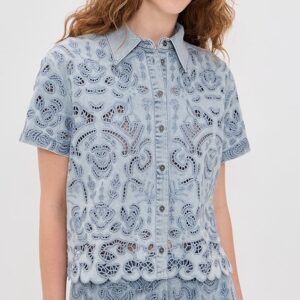ALICE + OLIVIA Lane Denim Button Down Shirt