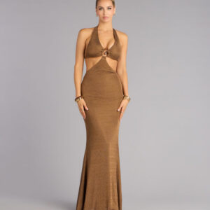 Windsor Laren Metallic Halter Mermaid Formal Dress Laren Metallic Halter Mermaid Formal Dress