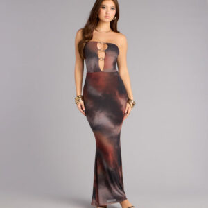 Late Arrival Abstract Maxi Dress