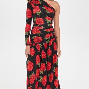 FARM Rio Latin Roses One Shoulder Midi Dress