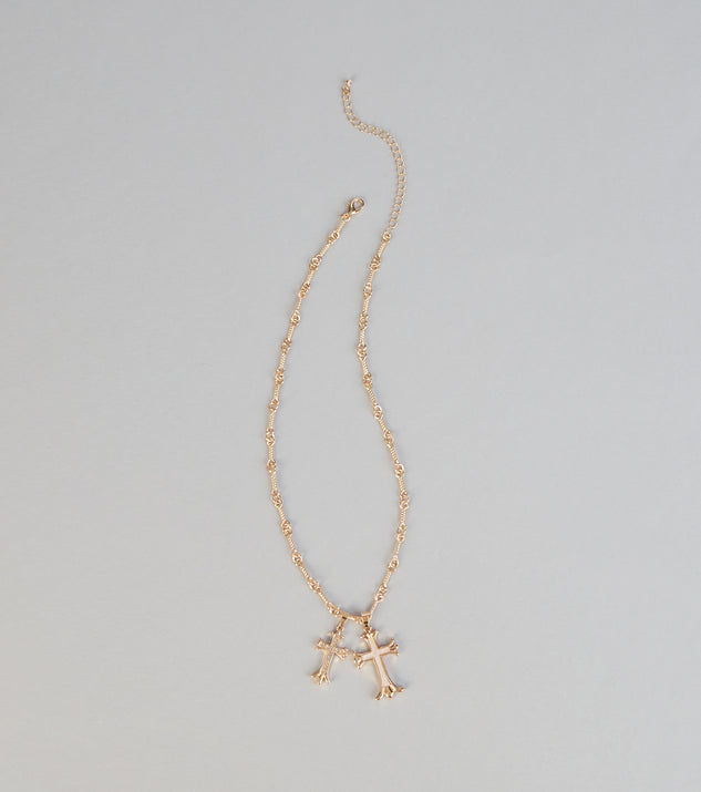 Windsor Layered Faith Double Cross Necklace