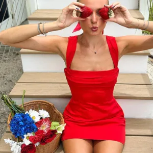 Layla Red Tie Back Mini Dress