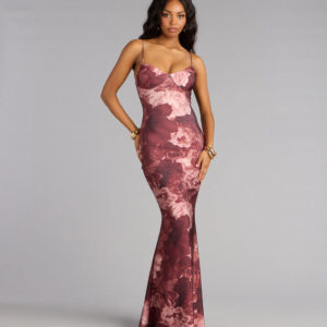 Windsor Leanne Floral Lace-Up Mermaid Dress Leanne Floral Lace-Up Mermaid Dress
