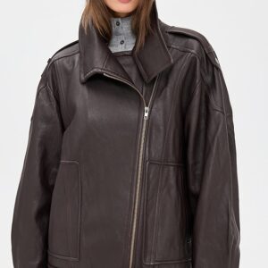 Vince Leather Oversized Biker Jacket