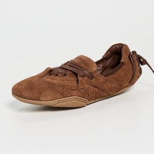 Acne Studios Leather Trimmed Paneled Suede Flats