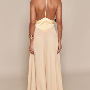 PrettyLittleThing Lemon Satin Contrast Strappy Maxi Dress Lemon Satin Contrast Strappy Maxi Dress