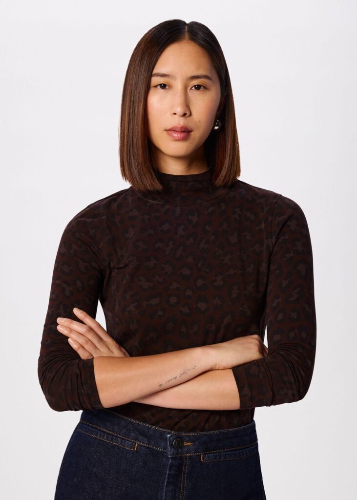 Leopard Print Animal Roll Neck Top Leopard Print Animal Roll Neck Top