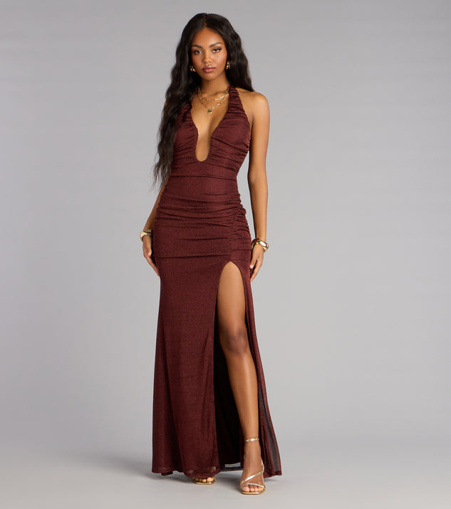 Windsor Letina Metallic Knit Mermaid Formal Dress