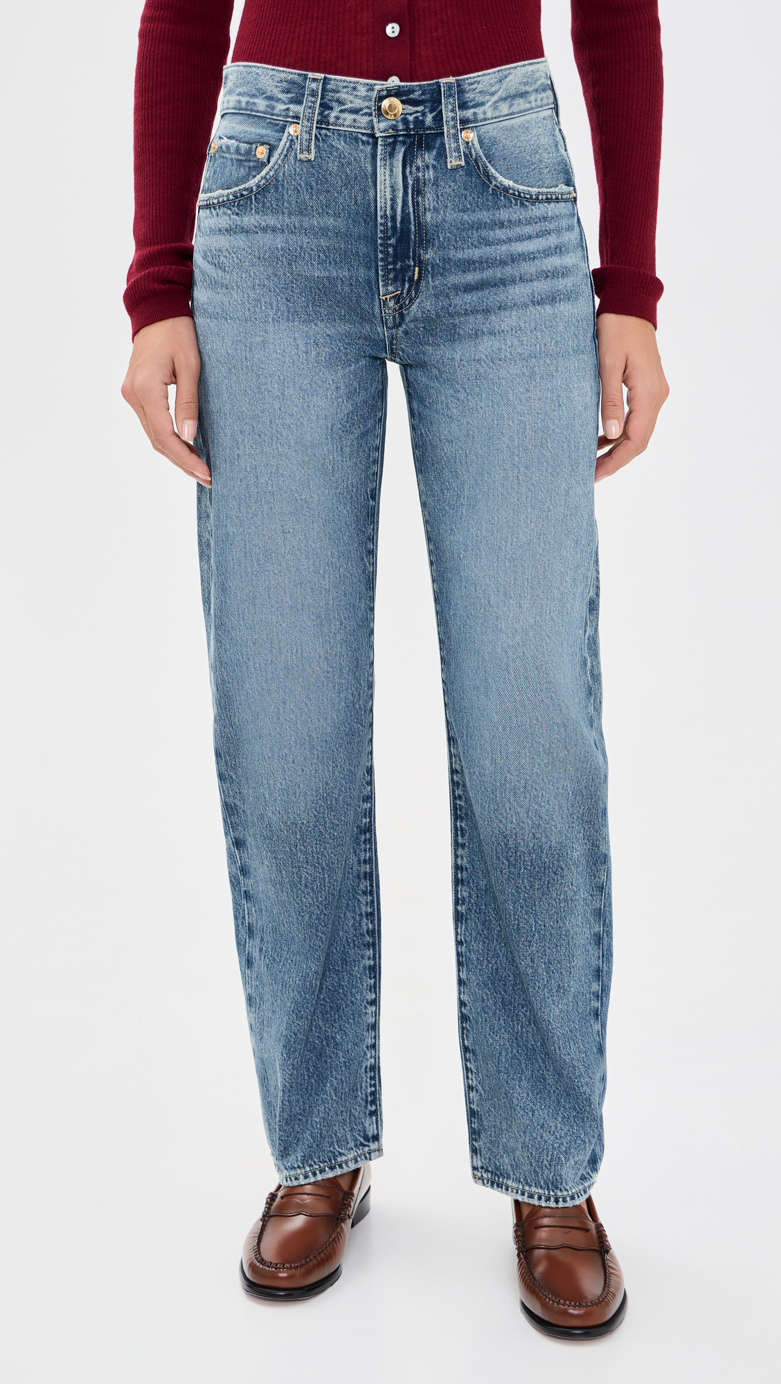 Pistola Lexi Mid Rise Bowed Straight Jeans