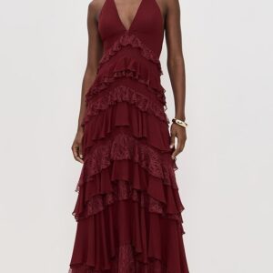 Liana V Neck Ruffle Maxi Dress