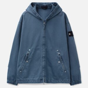 Stone Island Light Bull Denim Indigo Hooded Zipper-Up Jacket Light Bull Denim Indigo Hooded Zipper-Up Jacket