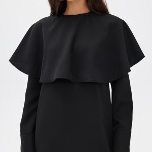 Light Twill Suiting Circle Collar Mini Dress