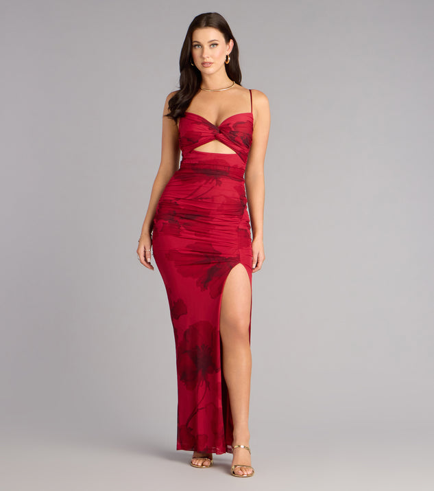 Windsor Lily Abstract Print Mermaid Formal Dress
