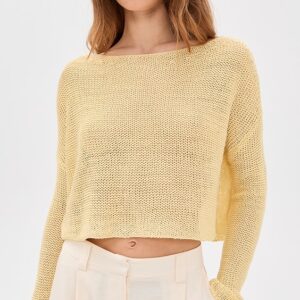 Enza Costa Linen Open Knit Bateau Sweater