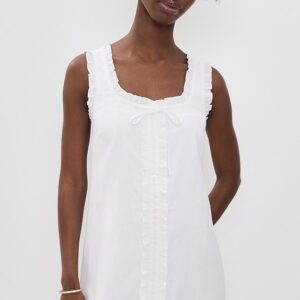 LE JEAN Linen Ruffle Dress