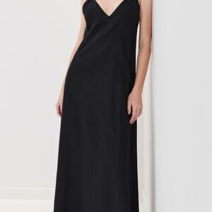 Another Tomorrow Linen Seamed Slip Dress