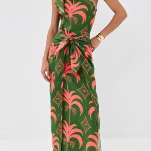 Johanna Ortiz Linen Seaweed Ankle Dress