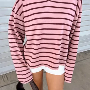 Lioness Rebels Jersey Burgundy Blush Stripe
