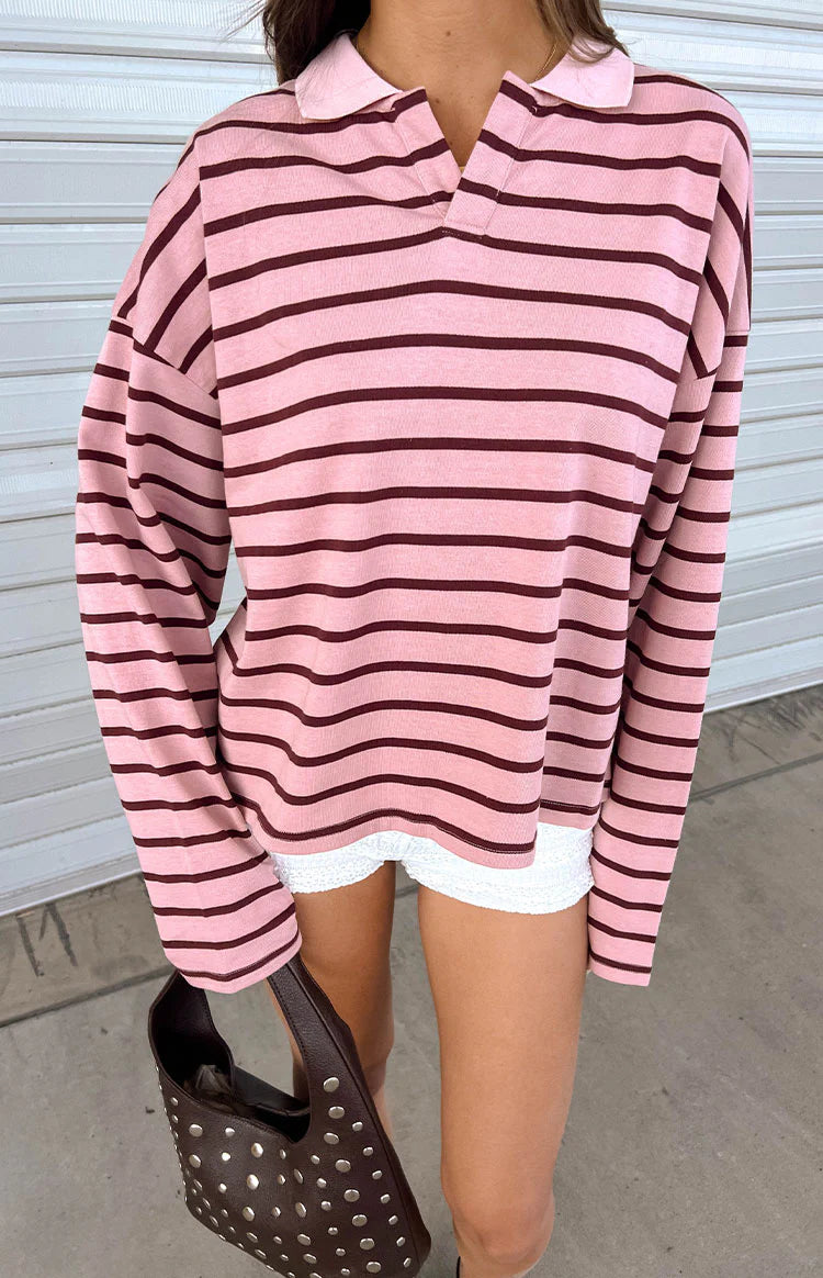 Lioness Lioness Rebels Jersey Burgundy Blush Stripe