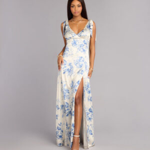 Windsor Lizzie Floral Satin A-Line Formal Dress Lizzie Floral Satin A-Line Formal Dress