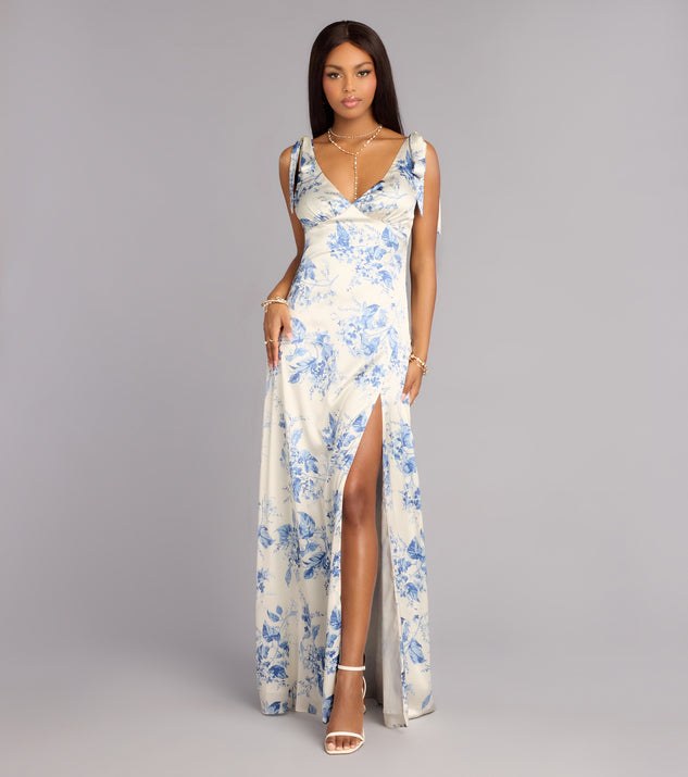 Windsor Lizzie Floral Satin A-Line Formal Dress