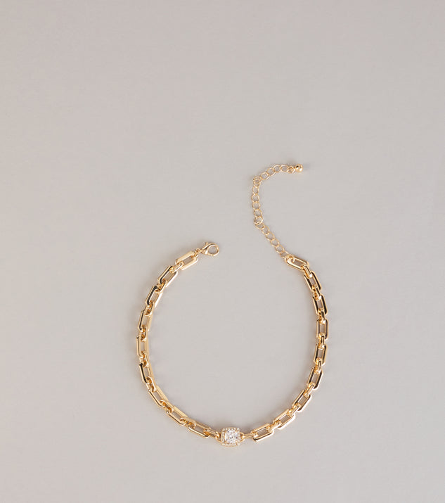 Windsor Locked In Shine Rhinestone Chunky Chain Necklace