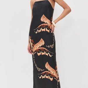 Las Sureñas Long Dress in a Palm-Print Long Dress