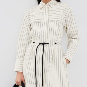 Long Sleeve Belted Shirt Dress