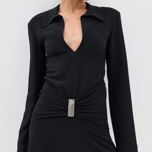 The Attico Long Sleeve Collar Dress