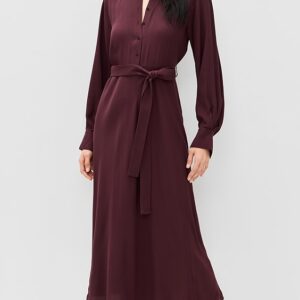Long Sleeve Collar Stand Shirt Dress