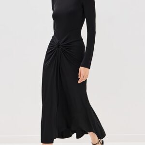 Victoria Beckham Long Sleeve Gathered Midi Dress
