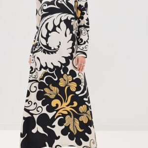 Long Sleeve Silk Swing Dress