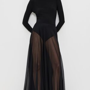 Norma Kamali Long Sleeve Turtleneck Flared Gown