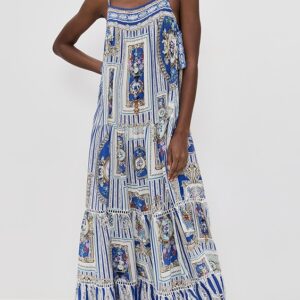 Camilla Long Tiered Dress with Bow Ties