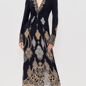 Camilla Long V Neck Twist Front Jersey Dress