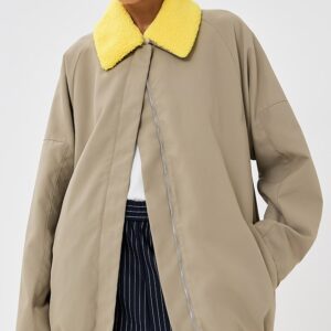 Tibi Lotte Nylon Carcoat with Removable Sherpa