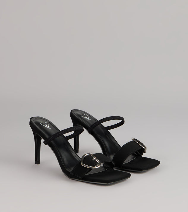 Windsor Love At First Step Heart Buckle Stiletto Mules