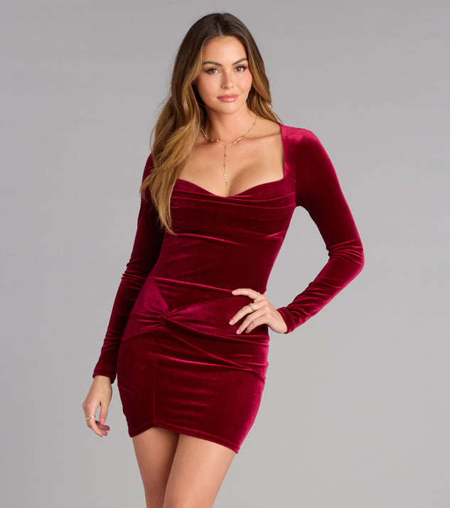 Windsor Love Language Velvet Long Sleeve Mini Dress