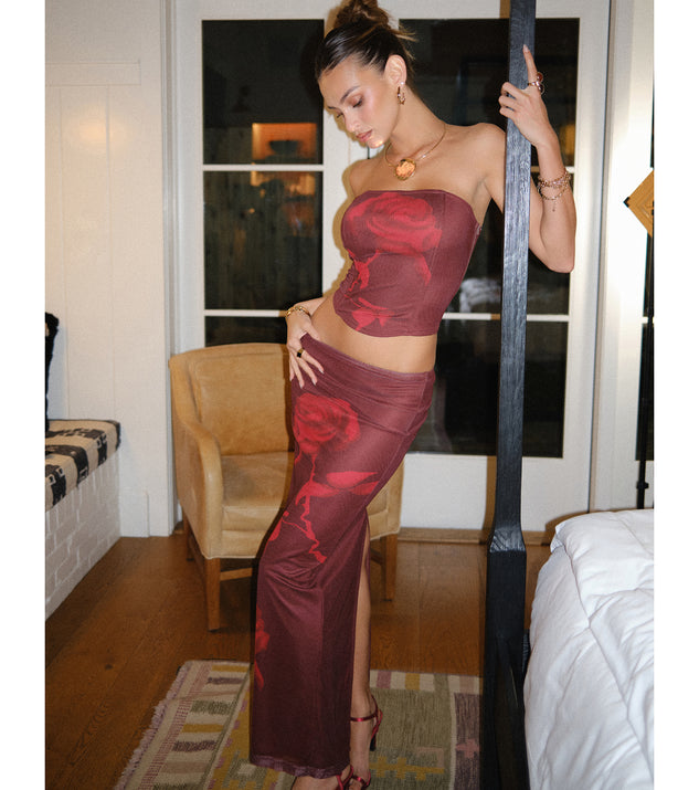 Windsor Love Notes Rose Mesh Maxi Skirt