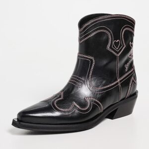 GANNI Low Shaft Embroidered Western Boots