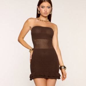 Lowkey Bold Strapless Ruffle Hem Mini Dress