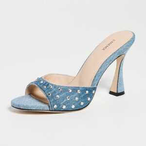L'AGENCE Lucienne Embellished Denim Mules