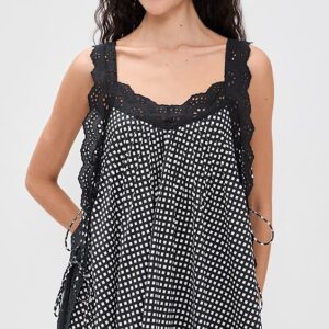 CAROLINE CONSTAS Lucilla Eyelet Trimmed Open Back Mini Dress