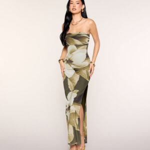 Windsor Lush Floral Print Strapless Maxi Dress Lush Floral Print Strapless Maxi Dress