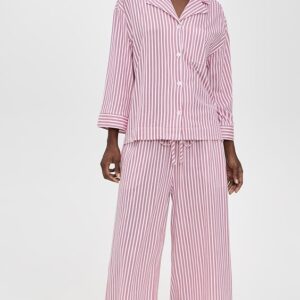Luxe Pima Antique Ticking Wide Leg Pajama Set
