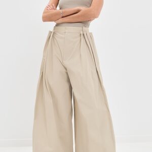 Tibi Luxe Twill Tucked Pleated Trousers Luxe Twill Tucked Pleated Trousers
