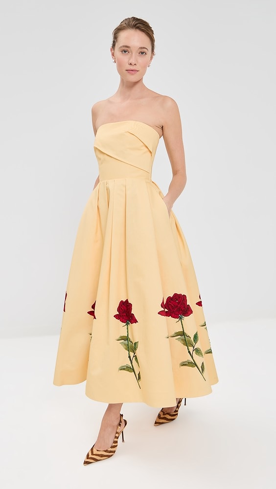Leo Lin Lynn Embellished Rose Bustier Midi Dress