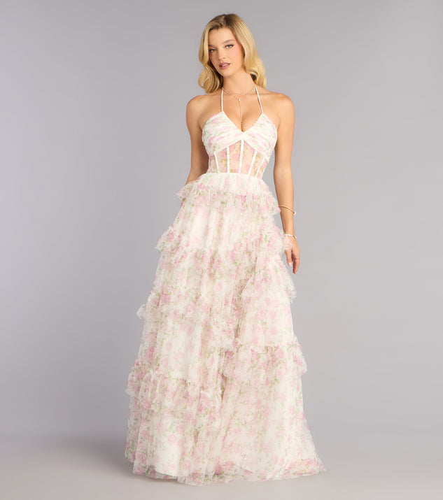 Windsor Lynn Floral Swiss Dot A-Line Ball Gown